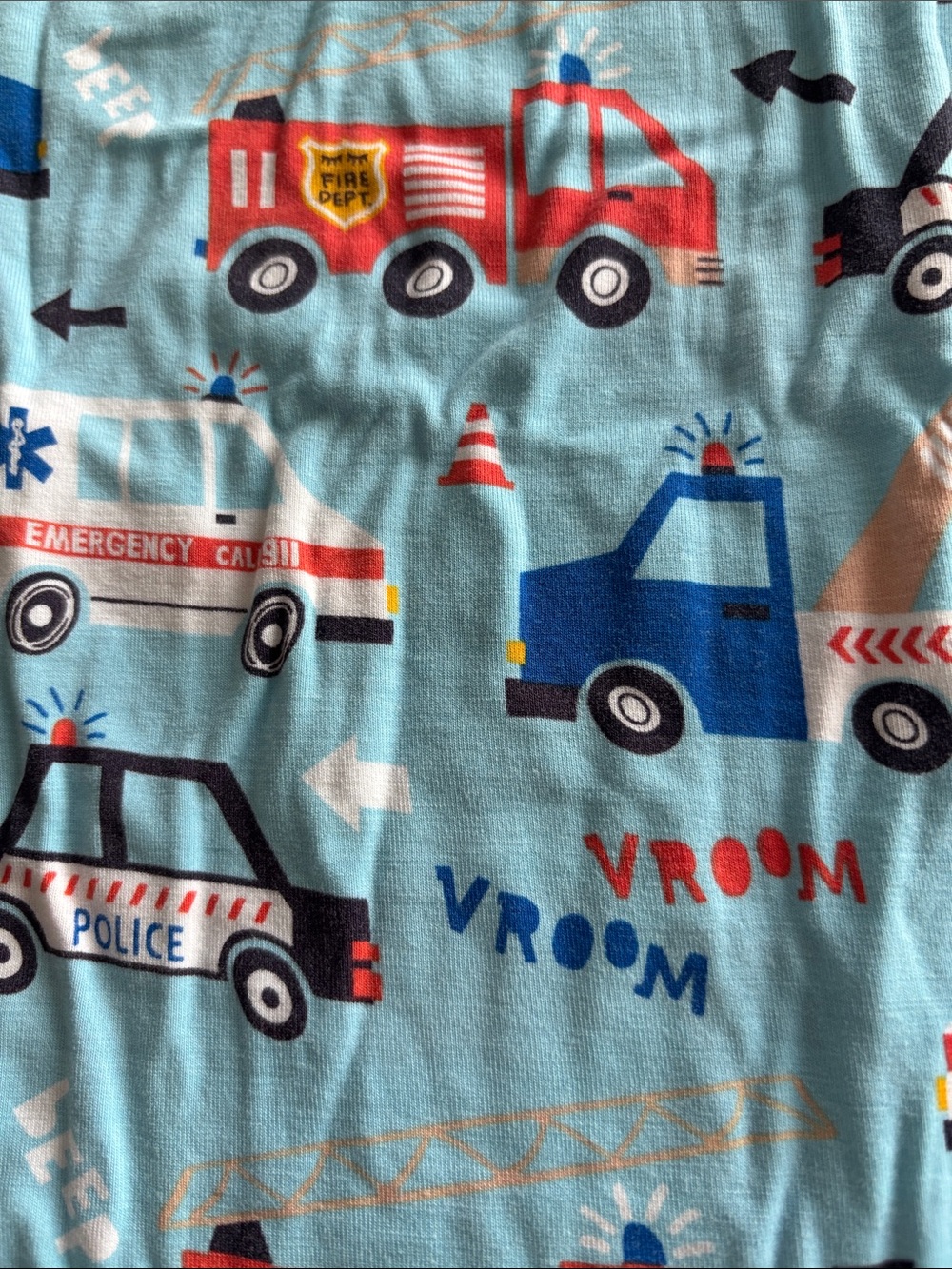 Little Sleepies Blue Vehicle-Print Kids Pajama Set - Light Blue - Picture 4 of 4